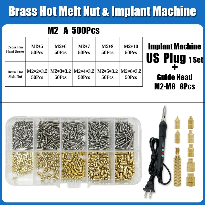 M2 m3 m4 Messing einsatz mutter Edelstahls ch raube Eisens pitze Set Wärme Heiß schmelze Rändel eingebettet Kupfer mutter Schraube des Kunststoff-3D-Druckers – Detail 20
