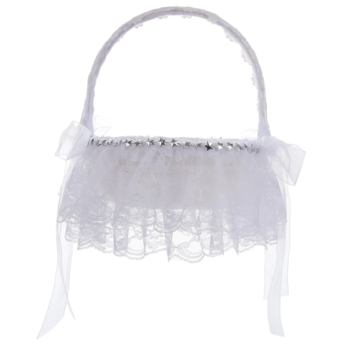 소박한 산뜻한 꽃 소녀 바구니 결혼식 장식 및 용품을 위한 빈티지 레이스 장식의 경량 꽃 바구니