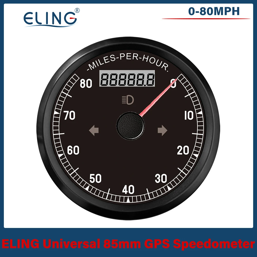 

ELING New 85mm GPS Speedometer 0-80MPH 0-150MPH Odometer Adjustable with White Backlight for Car Truck Boat Yacht