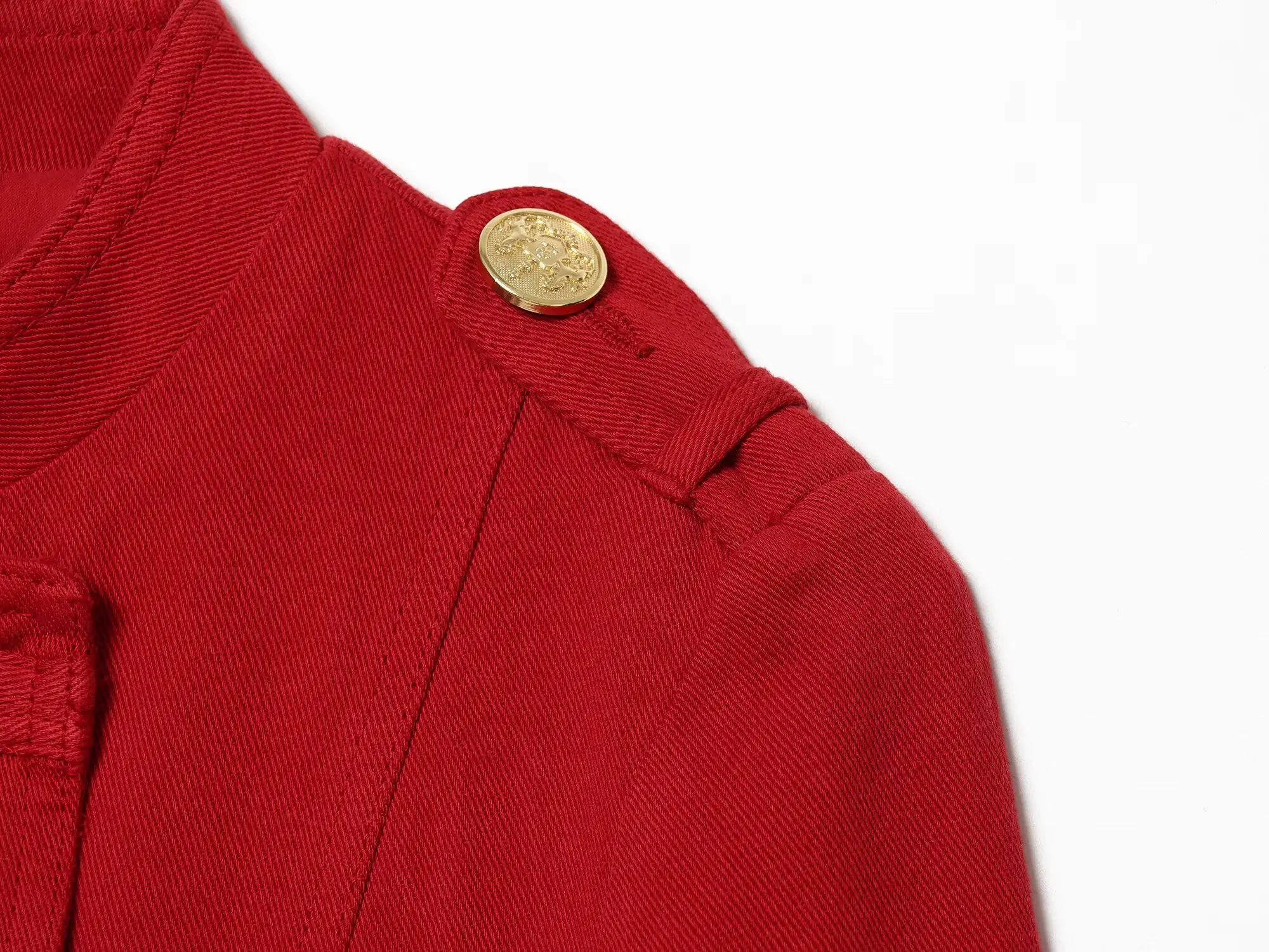KONDALA Vintage Streetwear Einfarbige Frühlingsjacke für Damen Rot Mode 2026 Doppelreihige High-Street-Chic Kurze Damenjacke – Detail 10