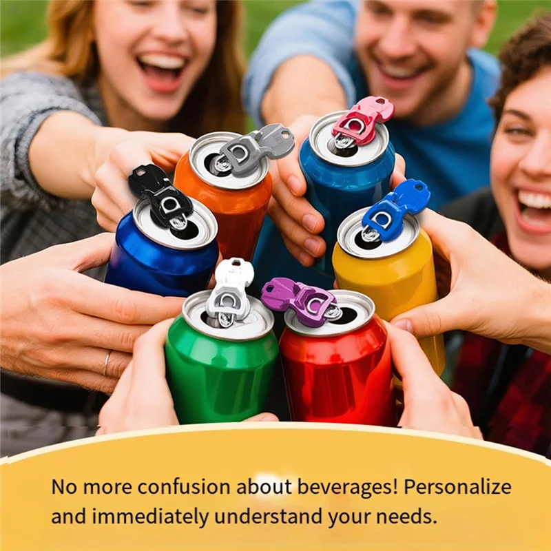 

MOPHE-For Soda Can Opener Tool 12PCS Easy Tab Openers& Drink Protectors, Colorful Drink Can Protector Caps For Coke, Beer, For S