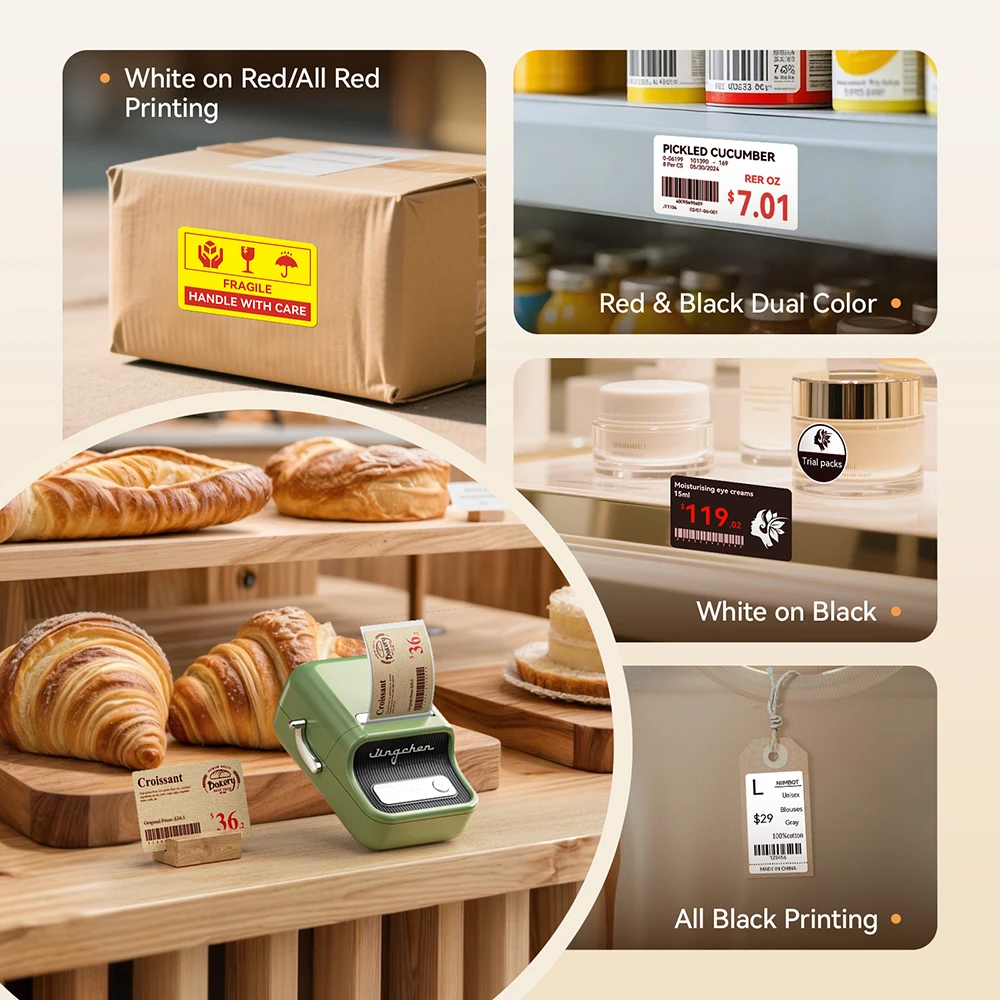 300 DPI Wireless Niimbot B21 Pro Label Maker Thermal Paper Printer with Red Black Dual Color Print Label for Business Home