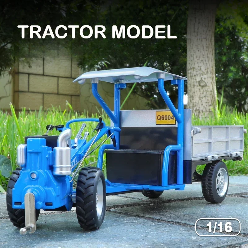 Modelo de Tractor de aleación fundido a presión a escala 1:16, vehículo agrícola con luz de sonido, adornos de colección Retro, regalo de coche para niños