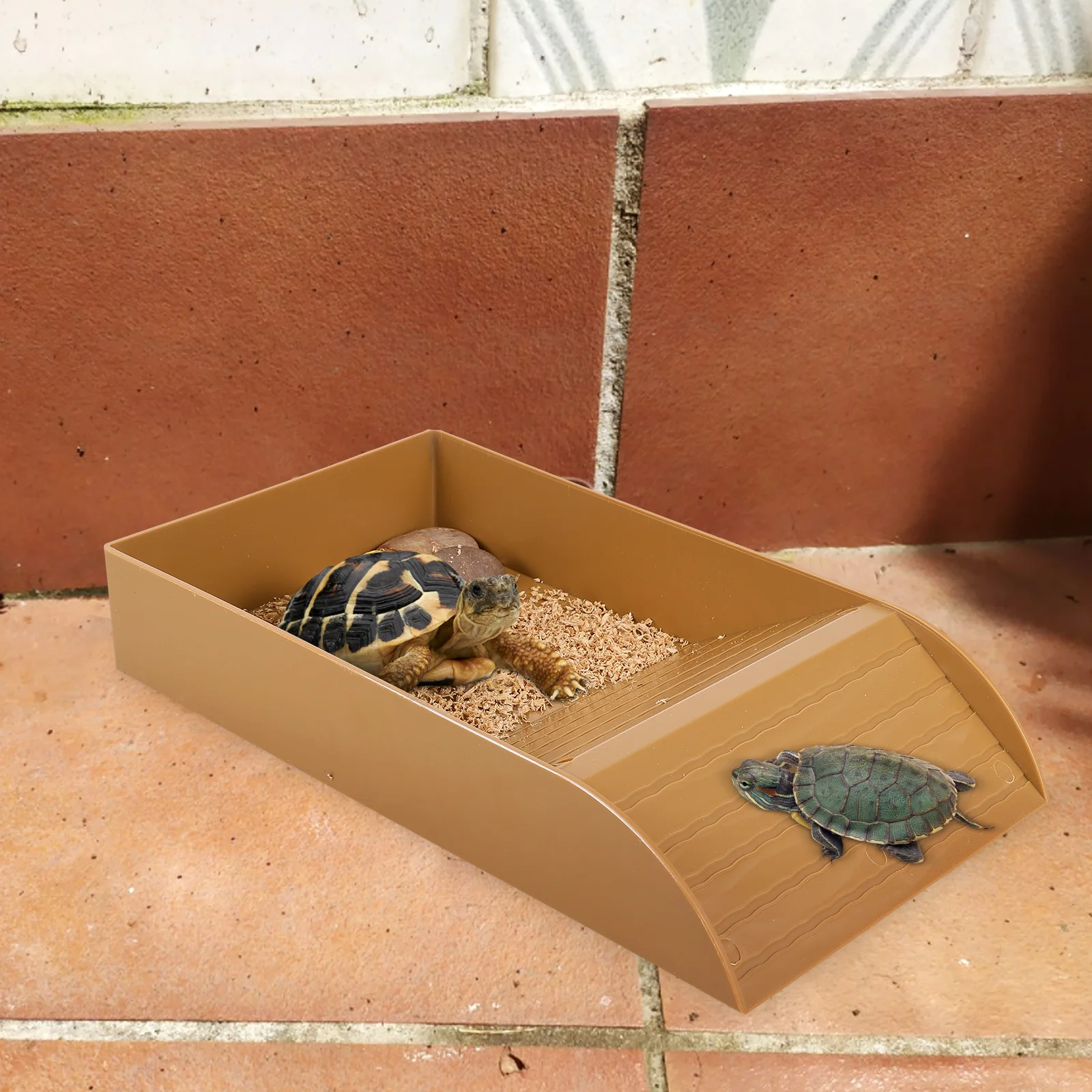 

Turtle Bathing Bowl Reptile Water Dish With Ramp Spacious Basking Area Easy Clean Pet Turtle Pool Large Tortoise Feeding