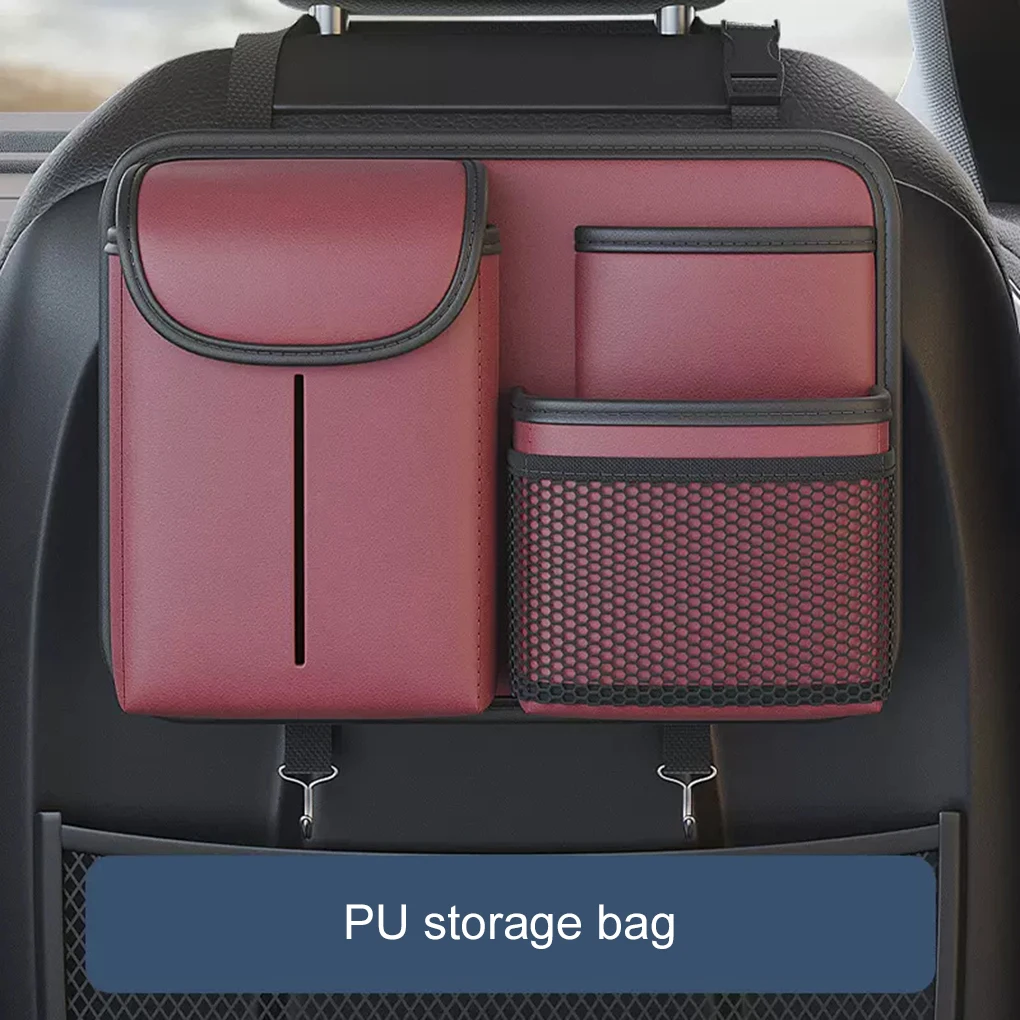 

PU Universal Back Seat Organizer For Clutter-Free Car Rides Car Storage Rack Car Tissues Storage Box D
