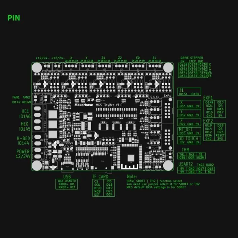 652F Makerbase MKS TinyBee Motherboard 32Bit Printer Control Board ESP32 MCU Wifi