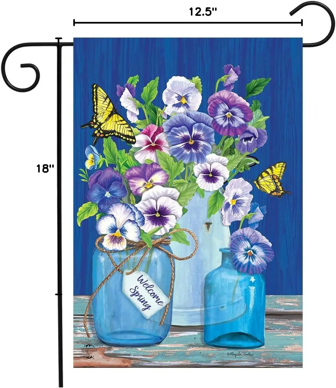 Briarwood Lane Butterflies and Pansies Garden Flag WWP