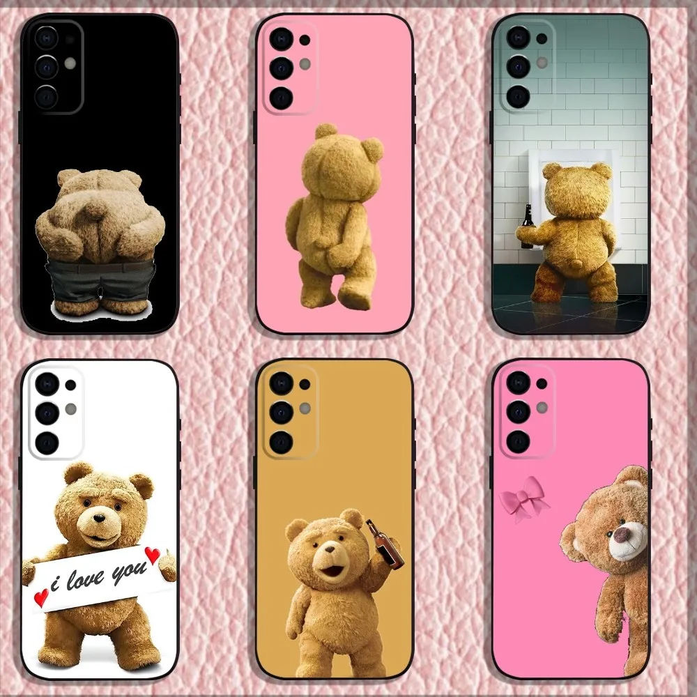 Cute T-Teds-Bear Phone Case For Samsung S24,S21,S22,S23,S30,Ultra,S20,Plus,Fe,Lite,Note,10,9,5G Black Soft Shell