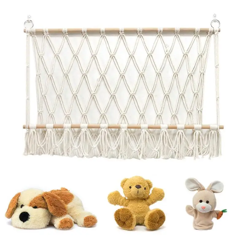 Macrame Stuffed Animal Hammock Plush Toy Hammock Plush Holder Wall Hangings Display For Playroom Bedrom Living Room Decoration