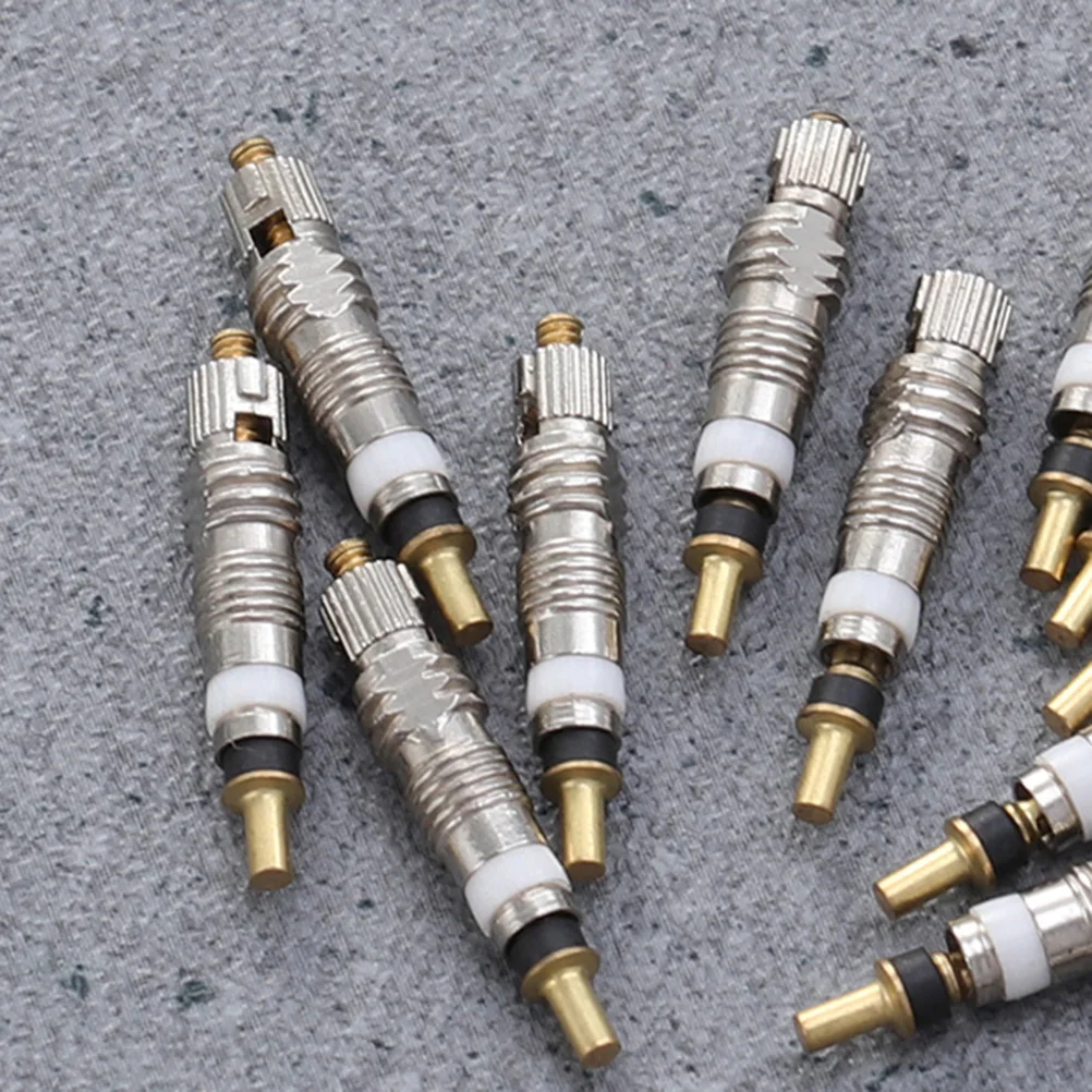 

8pcs Style Tyre Core Replacement For Tubeless Road Bike Durable Copper Nickel Plated Tire Stem Core Universal Fit