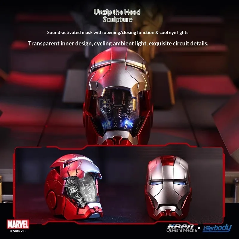 Marvel Hero Iron Man MK5 Helmet Interactive Collectible Toy For Boys Anime Game Cosplay Costume Accessories Figures Decoration