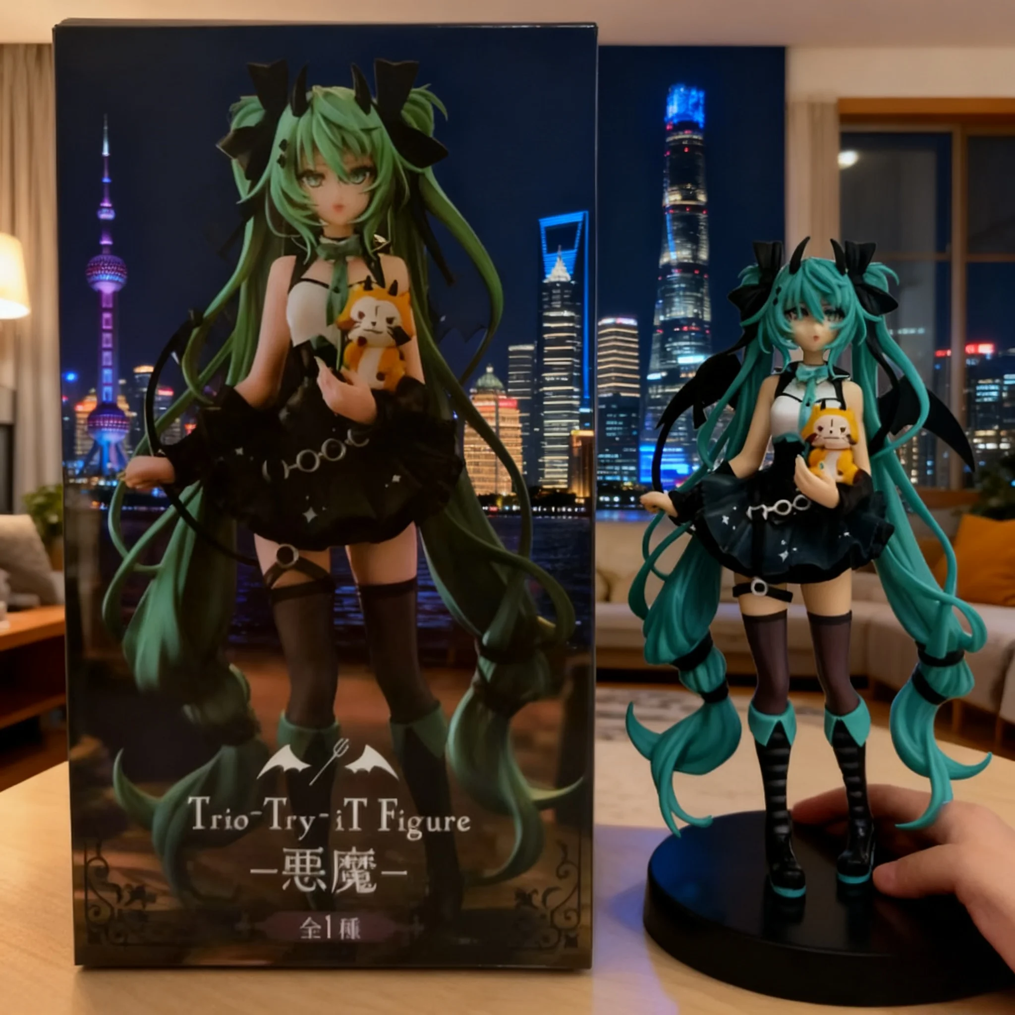 Новый 20 см аниме персонаж маленький дьявол шляпа три дерева енот темный ангел коробка украшение игрушка модель вентилятор подарок