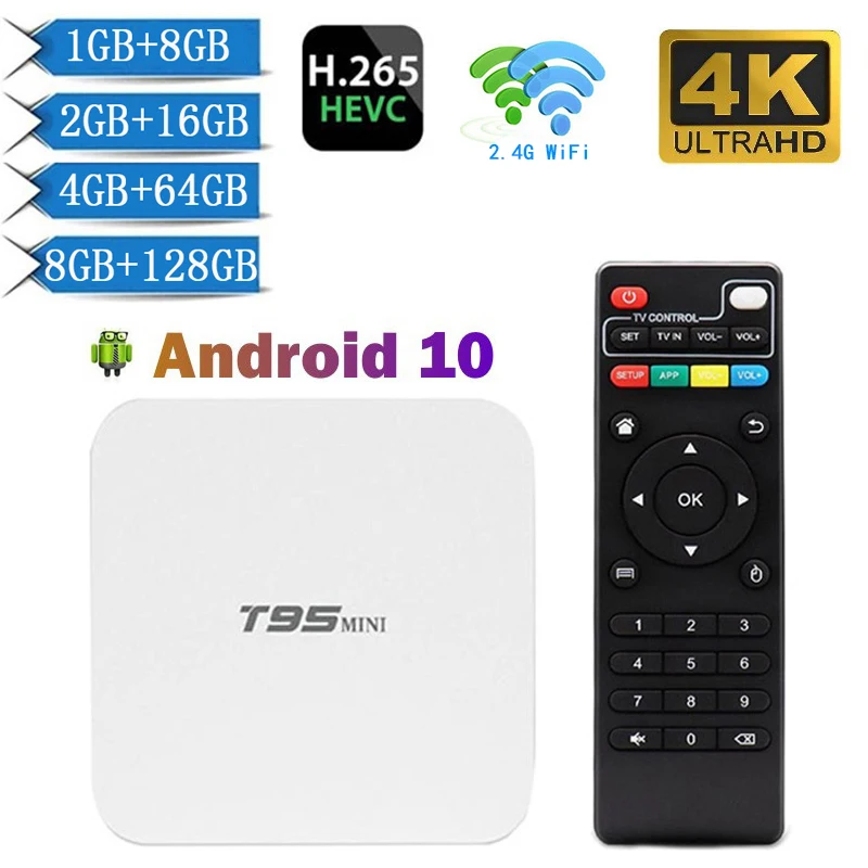 

ТВ-приставка T95Mini, Android 10,0, H313, 4 ядра, 4G, Wi-Fi, 16 + 256 ГБ