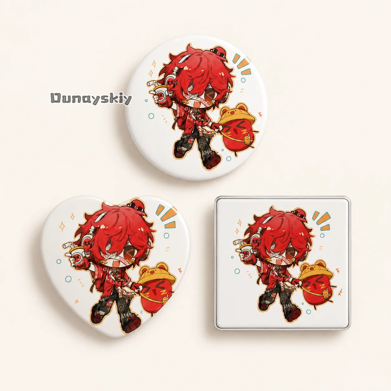 Investigador de Incendios ​   Broches de insignia estilo dibujo animado de Game Identity V con diseño de Frijol Rojo Adzuki, redondos para mochila, accesorios y cosplay