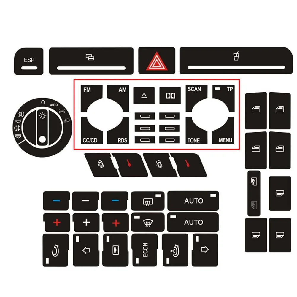 

Car Air Condition Climate Control Button Repair Stickers For A4 B6 B7 Radio Clima For ESP Headlight Adjustment Button Repair