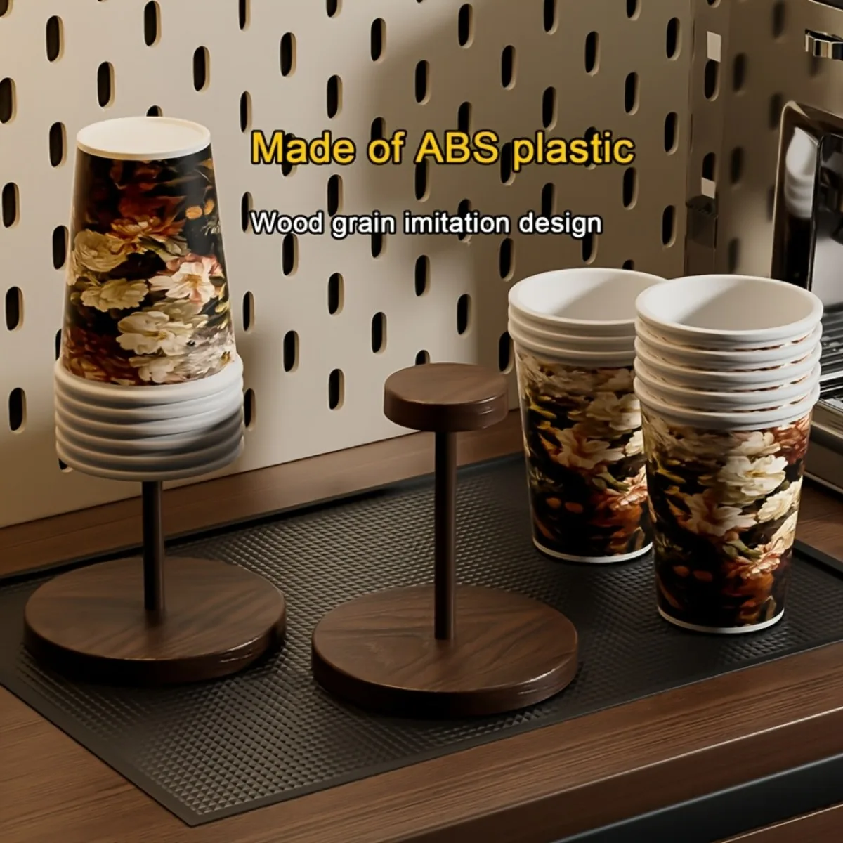 ABS Wood-Grain Disposable Cup Holder, Ideal for Home & Gatherings