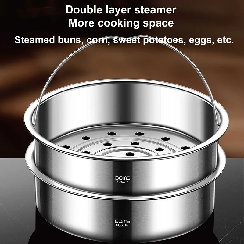 Aço inoxidável 316 Multifuncional Steaming Rack, Panela de arroz, Steamer à prova de água, Adequado para peixe a vapor e pequeno-almoço, Ferramentas de cozinha