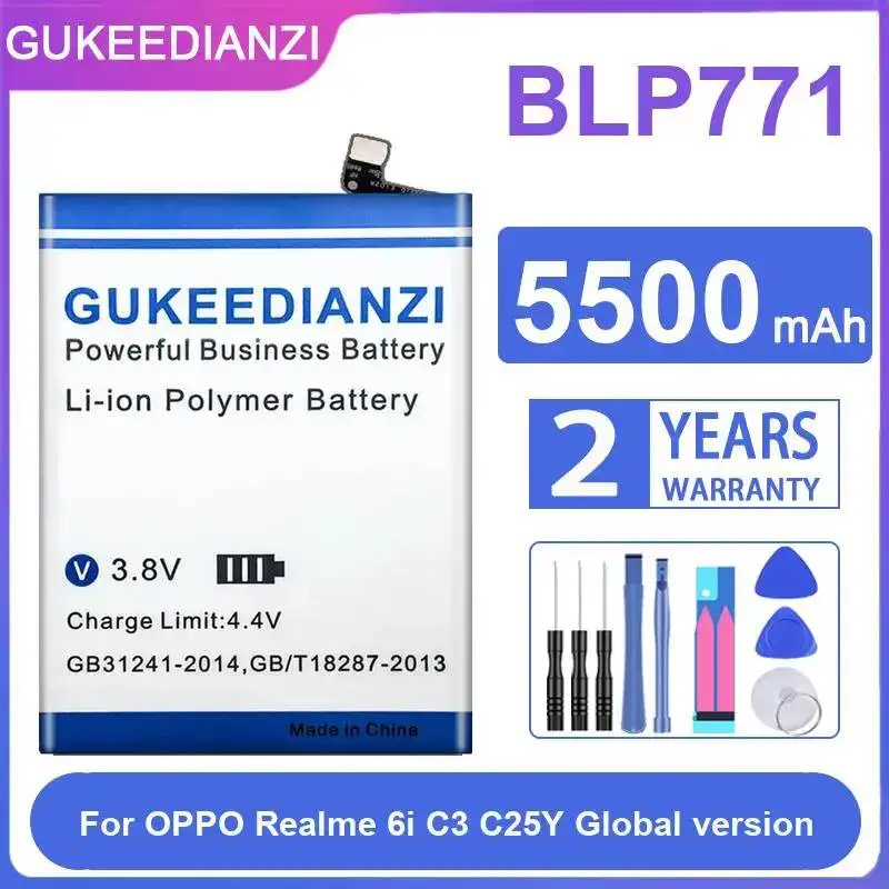 

Аккумулятор для мобильного телефона Oppo Realme 6i C3 C25Y Global Version 5500mAh, долговечный, модель BLP771