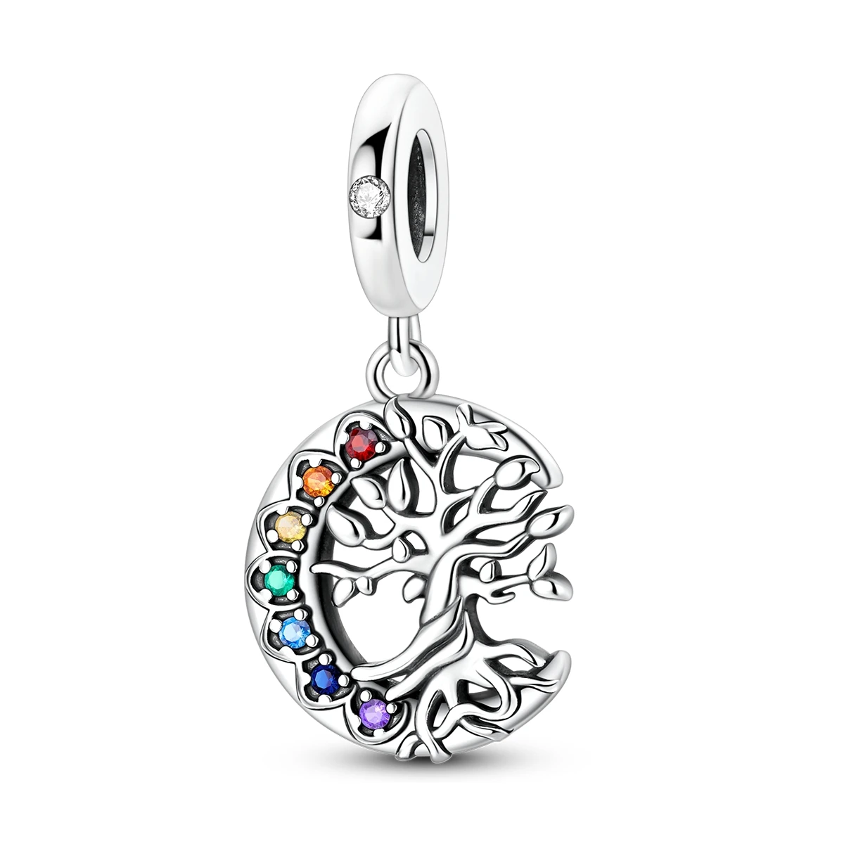 

925 Sterling Silver Charm Tree of Life Moon Pendant Fit Original Bracelet Diy Female Jewelry