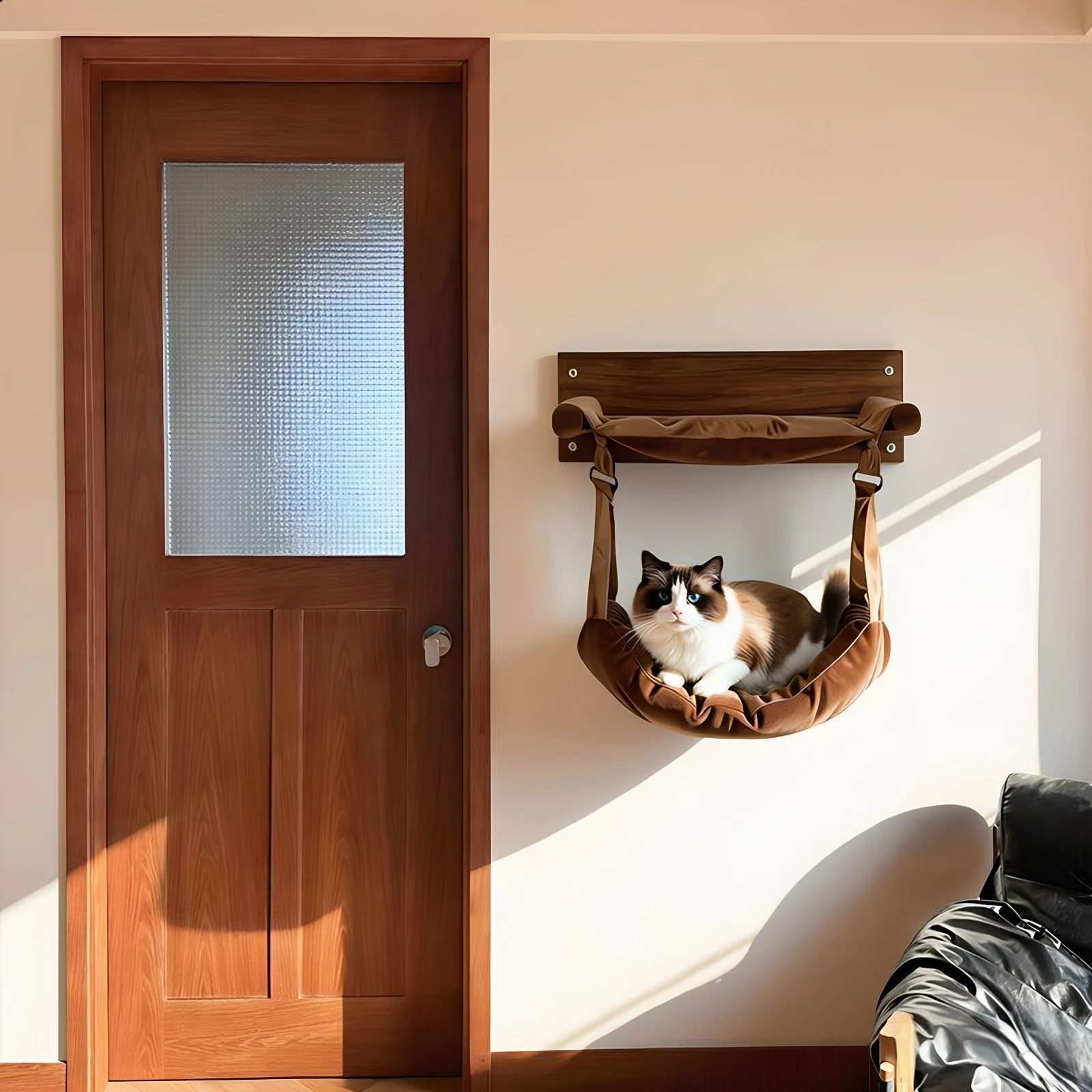 Cat Wall Climbing Shelves Hammock Wooden - Estante de Pared para Gatos, Cama