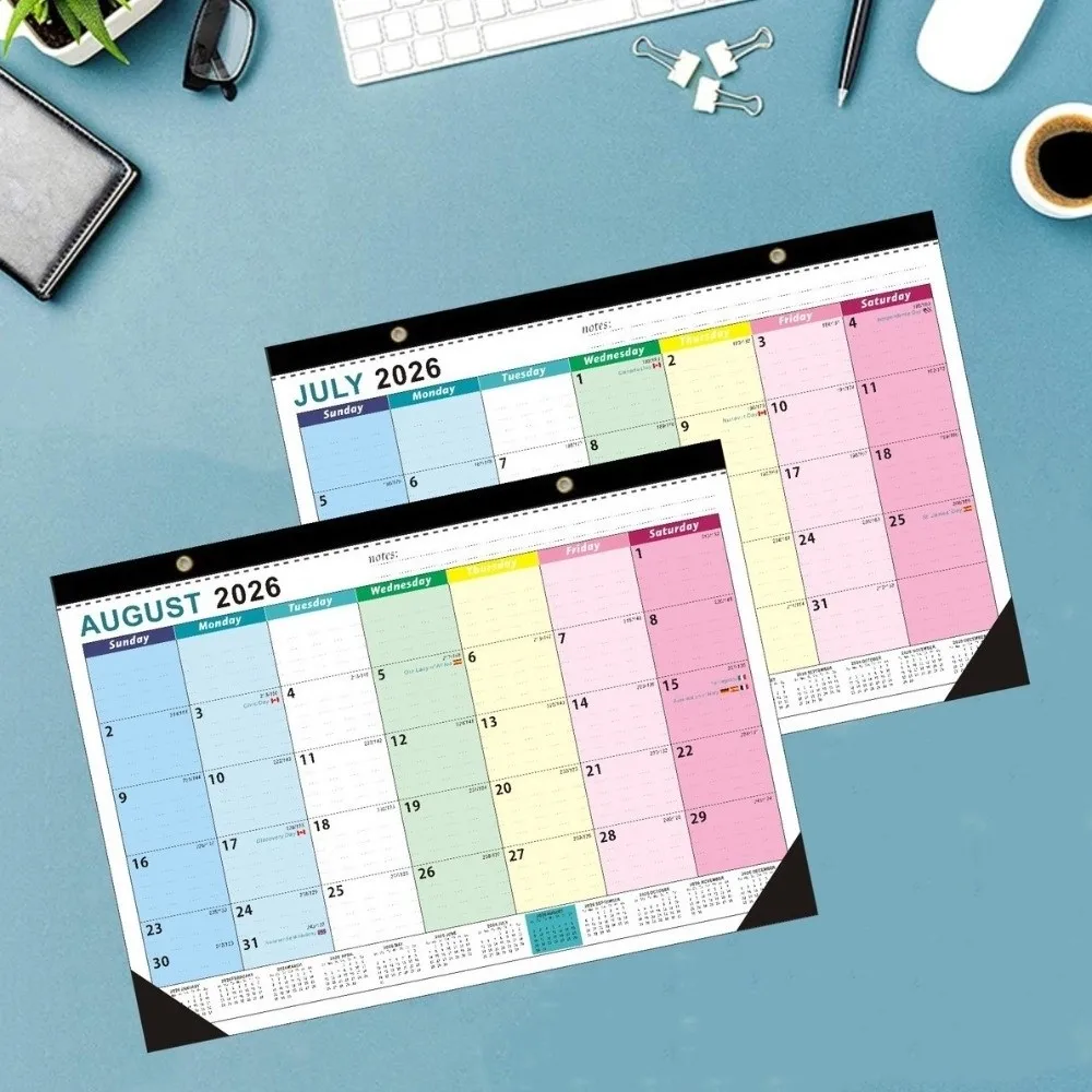 

Thick Paper English Calendar Holidays Marked Hook Hanging Wall Calendar Daily Study July 2026-December 2027