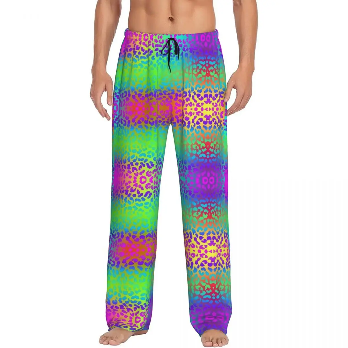 

Custom Leopard Print Colorful Pajama Pants for Men Sleepwear Lounge Sleep Bottoms Stretch with Pockets