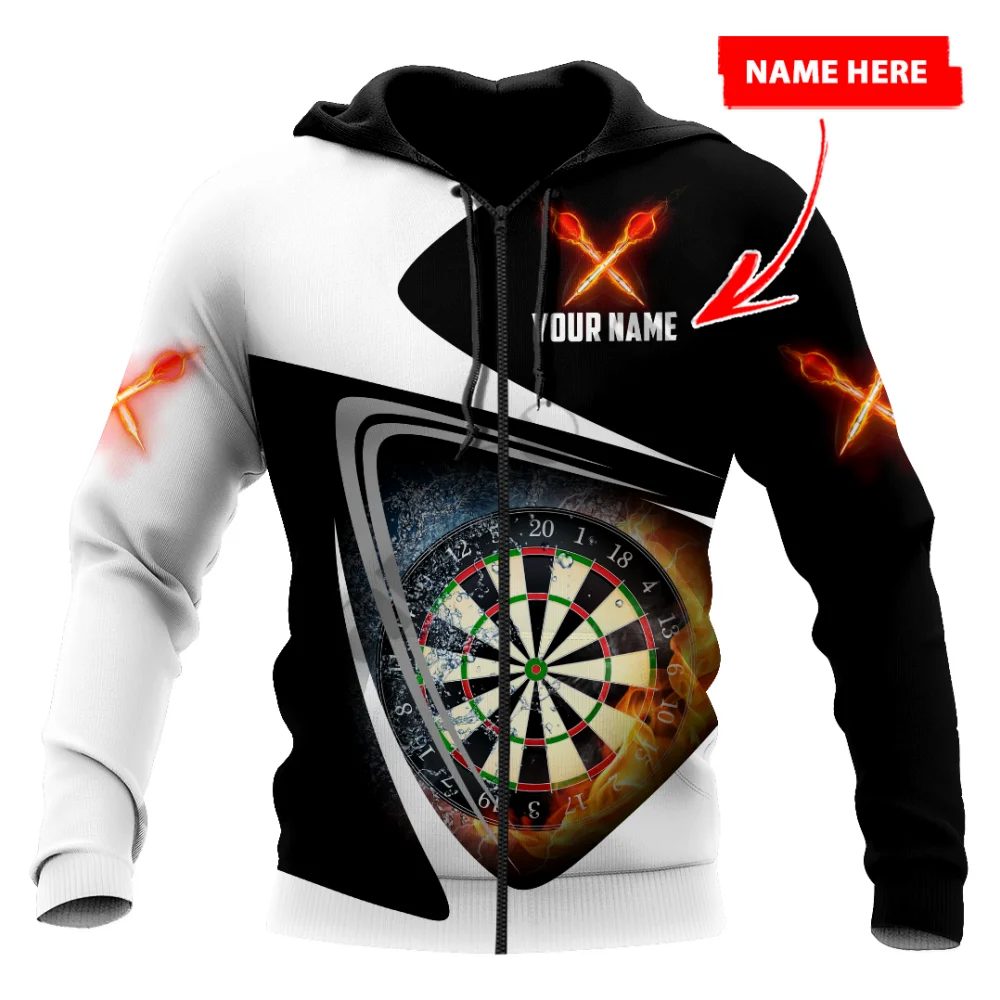 Fashion 3D Disc Dart Print Hoodies For Men Personalization Name Hooded Zip-Up Sweatshirts Hip Hop Harajuku Oversized Y2k Clothes