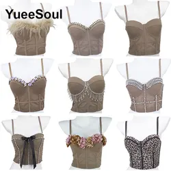 Brown Crop Tops Vintage Y2K Luxury Sleeveless Corset Top 2025 Summer New Fairy Grunge Beach Casual High Street Women Clothing