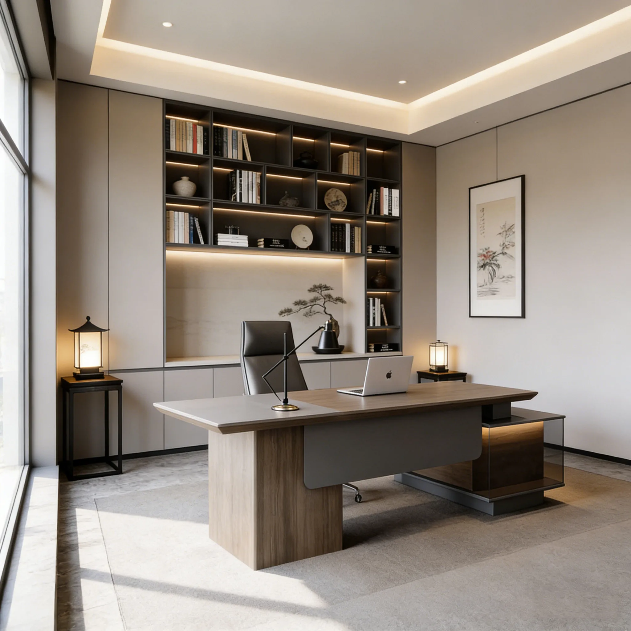 *President Taipan Song Style Aesthetics North American Black Walnut Ash Commercial General Manager's Office High-end Custom