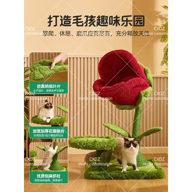 Large Cat Tree with Sisal Scratching Posts and Cozy Nest Integrated Climbing Frame Space Saving Design for Small Apartments