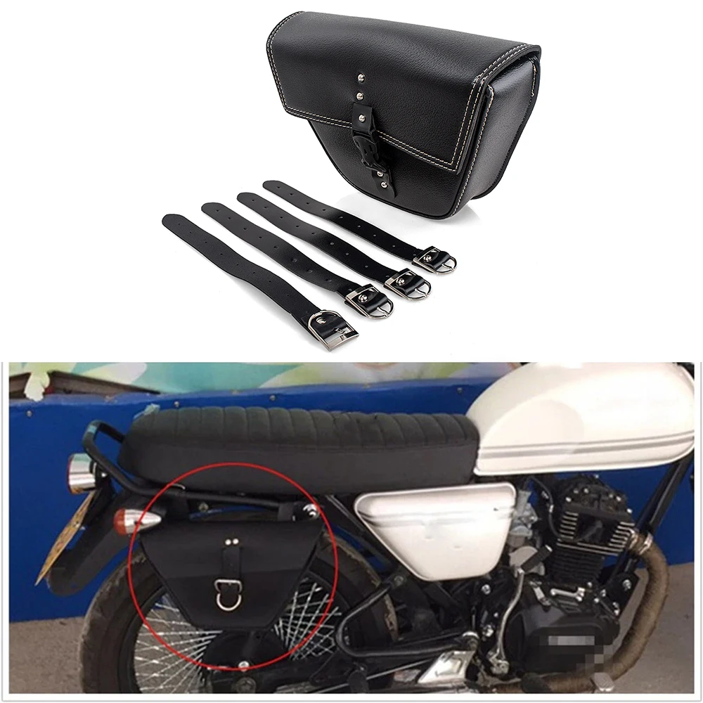 PU Leather Motorcycle Side Saddlebags Saddle Bag Panniers Luggage Bag For Ducati For Suzuki Cafe Racer Custom