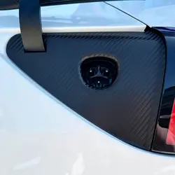 Charge Port Cover Vinyl Wrap for Tesla Model 3 Highland (2024+) model y model yL 2025+ Black Carbon Fiber Film Decal, Easy DYI