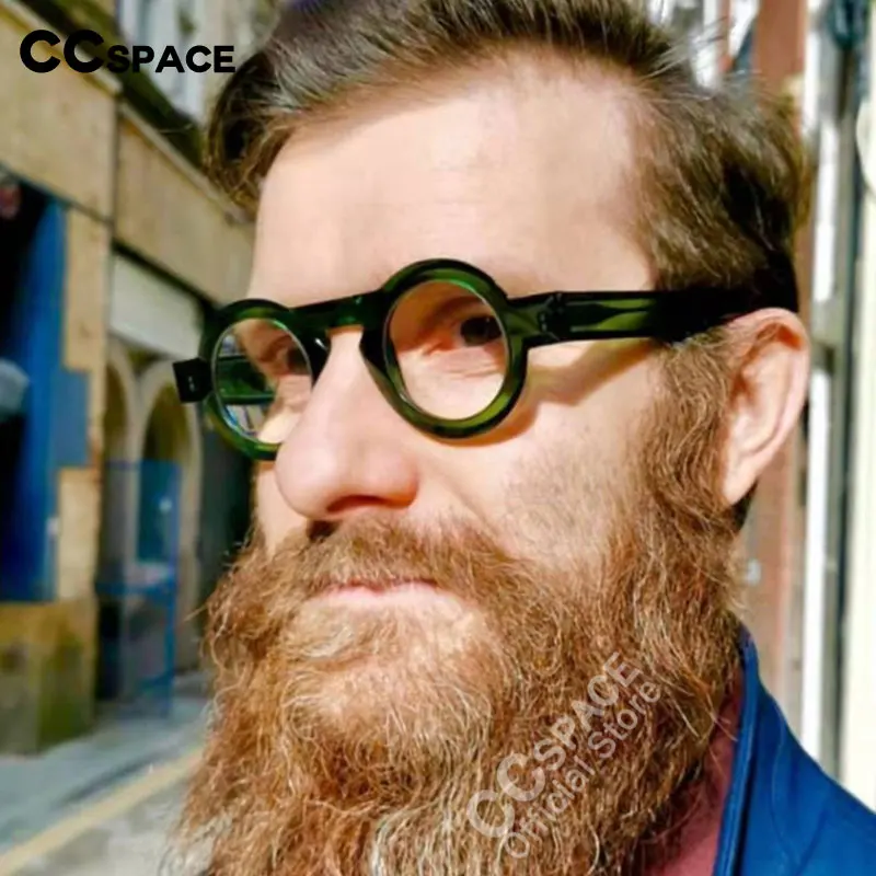 54576 Fashion Brand Retro Round Frame Gradient Color Large Frame Plate Material High-End Men\'s and Women\'s Glasses Frame
