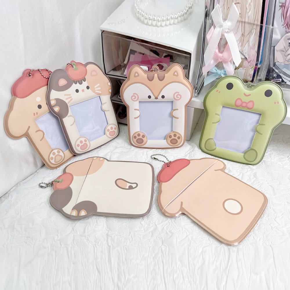 Creative 3 Inch Cute Animal Card Holder Photocards Protector Girl PVC  Bag Pendant Key Chain Photo Sleeves Lovely Soft Cartoon