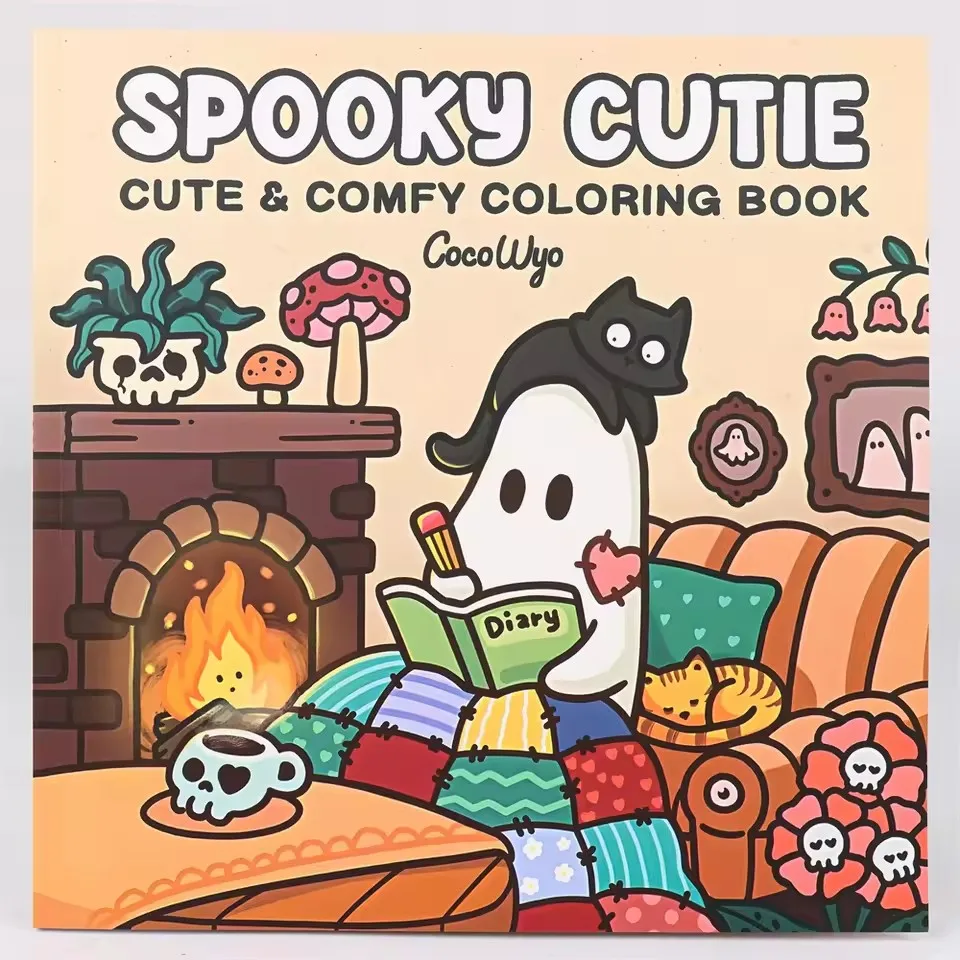 Halloween Spectre Coloring Book Spooky Cutie Coloring Book for Adults and Teen Featuring Adorable Hygge Creatures Painting Gif