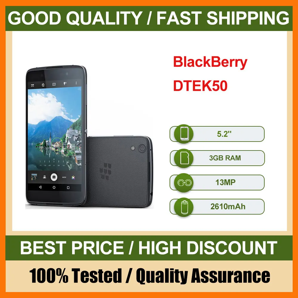 هاتف BlackBerry DTEK50 الأصلي المستخدم 4G غير مقفول 5.2 "13MP الهواتف الذكية التي تعمل بنظام أندرويد NFC بحالة جيدة