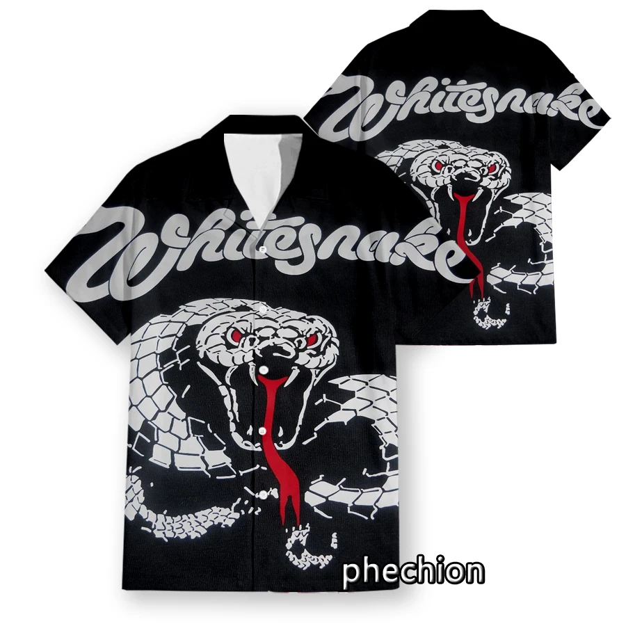 Phechion Hawaiian Short Sleeve Men's Shirt Whitesnake Band Funny 3D Printed Casual Shirts Fashion Men Tops W29