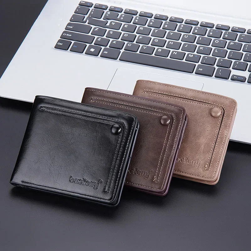 Men Leather Wallet Multi-card Bit Return Short Purse Male Solid Europe America Bifold Zipper Hasp Coin Wallet Business Carteira