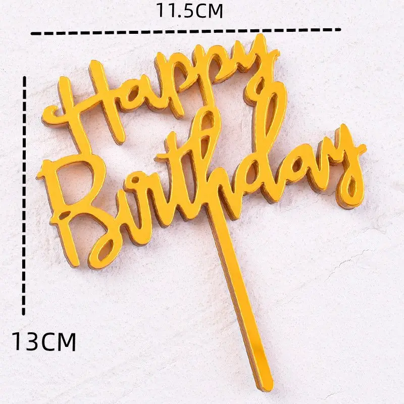 10 Stück 36 Designs Happy Birthday Tortendekoration Rosa Gold Acryl Cake Toppers Baby Shower Kuchen Geburtstagsparty Kuchenflaggen Dekorationen – Detail 3