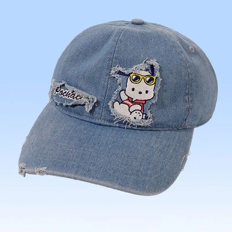 Sanrio Topi Bisbol Koboi Hello Kitty Topi Pinggiran Lebar Kerai Luar Ruangan Siswa Perempuan Topi Gaya Baru Fashion Anime Kawaii Tabir Surya