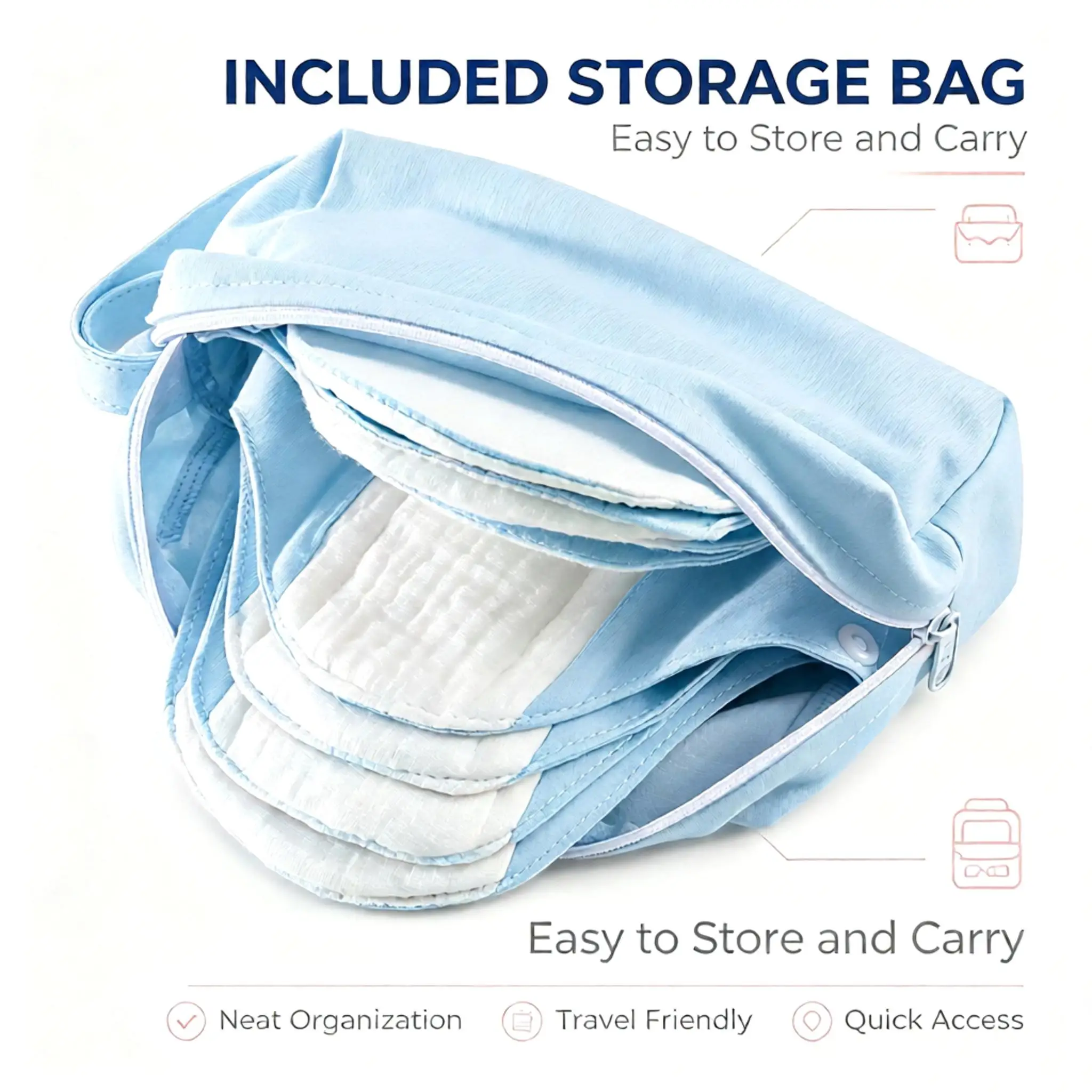 Fotografia 4: Conjunto de 5 absorventes menstruais reutilizáveis e laváveis, feitos de tecido de algodão, para mulheres, com alta capacidade de absorção e proteção contra vazamentos, ideais para o período pós-parto e para o cuidado de casos de incontinência.