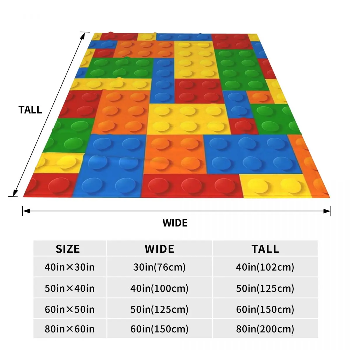 Colorful Bricks Design Blanket Soft Warm Flannel Throw Blanket Cover for Bed Travel Home Couch