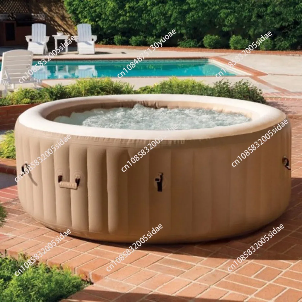 Bubble Massage Inflatable Round Hot Tub Relaxing Outdoor Water Spa with Soothing Jets Insulated Cover