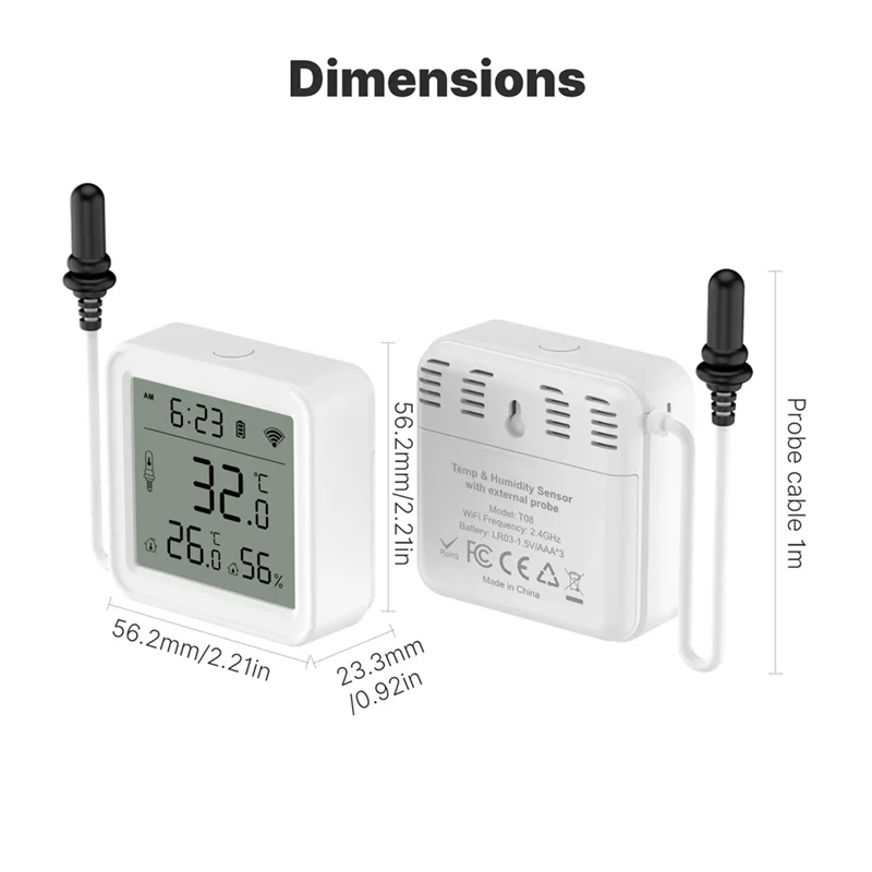 AT02-Smart Temperature Humidity Sensor Wifi Smart Temperature Humidity Sensor Home Humidity Sensor