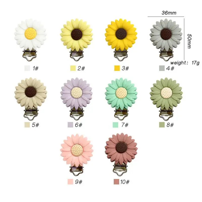 Daisy Silicone Pacifier Clip Leaf-Shape DIY Baby Pacifier Clips Food Grade Baby Teether Soother Nipple Chain Chew Toy Dummy Clip