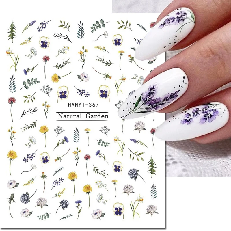 3d Nail Art Stickers Natural Garden Dry Florals Flowers Leaves Fruits Adhesive Sliders Nails Decals Decorations For Manicures