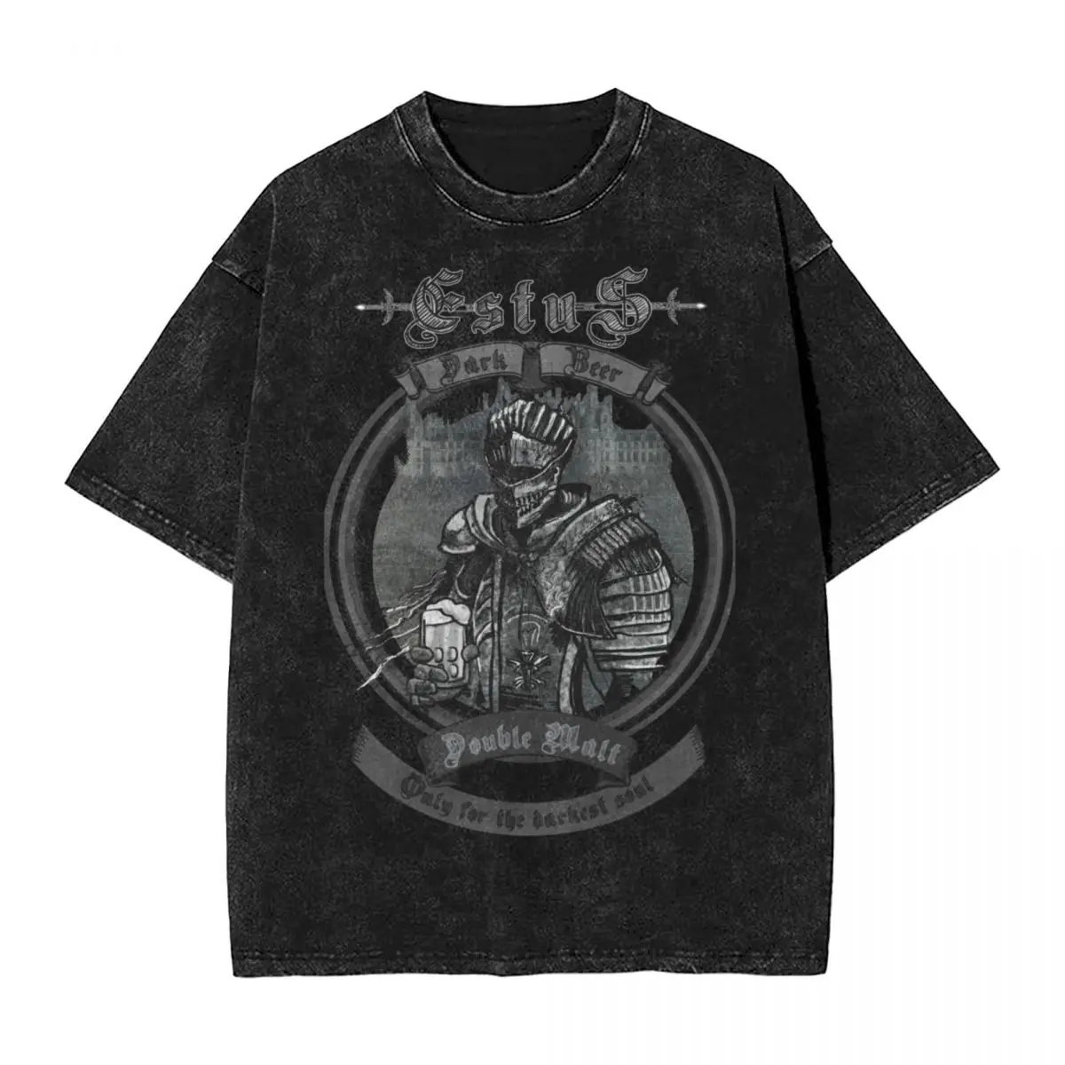 For The Darkest Soul Dark Souls Washed T Shirt Streetwear Hip Hop Vintage T-Shirt Tees Men Women Short Sleeve Oversize Summer