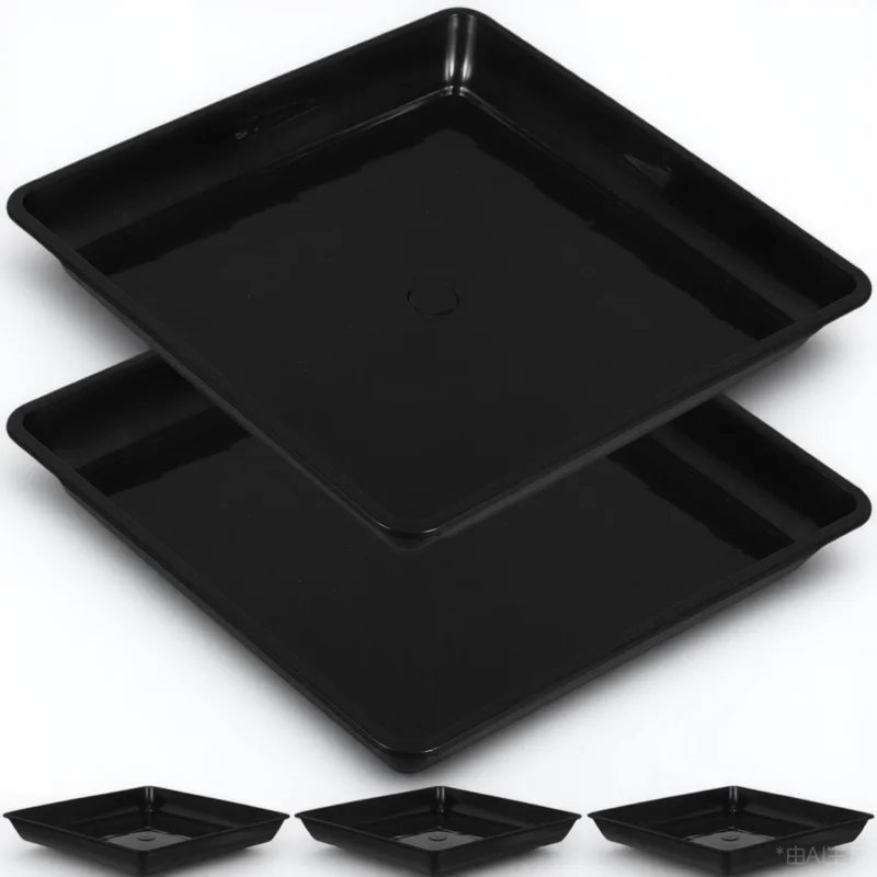 

5pcs Flower Pot Trays Square Sturdy Plastic Plant Saucer Heat Resistant Garden Ornament Container Bottom Watering Tray Planter