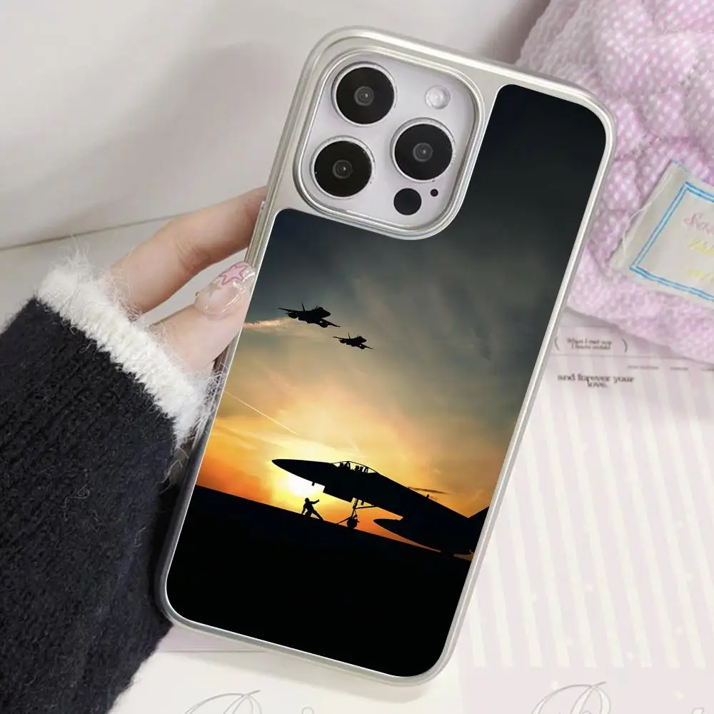

Чехол для телефона F35 F22 Raptor Aircraft Lightning для iPhone 17, 16, 15, 14, 13, 12, 11 Air Pro Max Plus с серебряным покрытием, красочный чехол