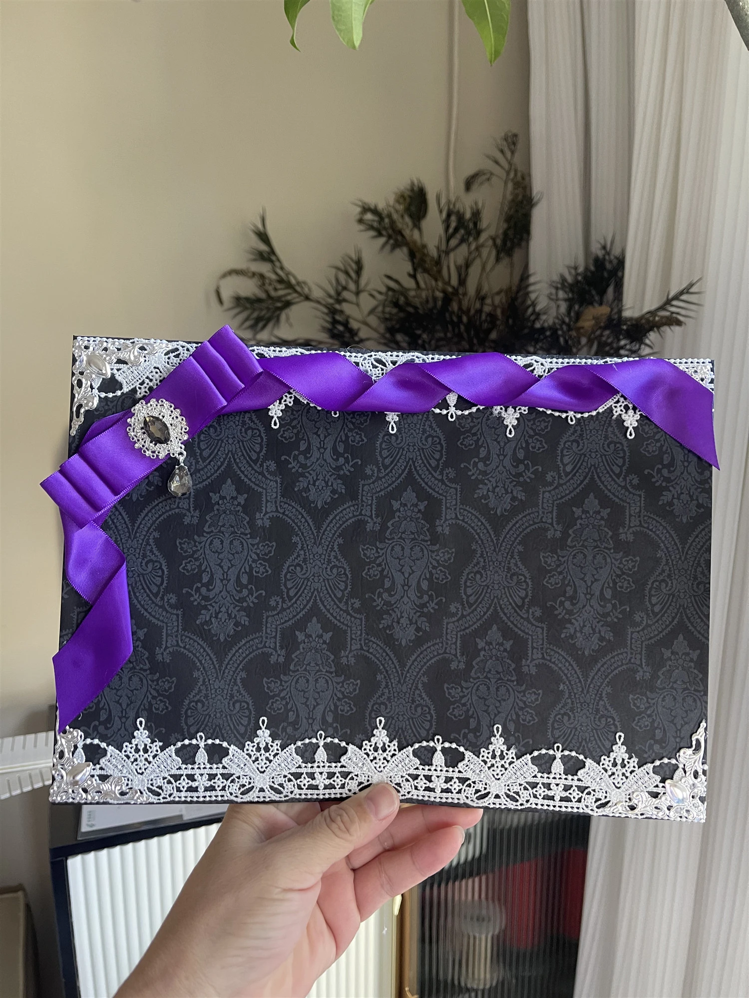 Gothic Style Black Vintage Insert Board Badge Organizer Board Hand Made Lace Backplate Badge Display Board Cosplay Ita Bag Frame
